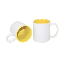 Чаша, керамична, бяла, с жълта вътрешност