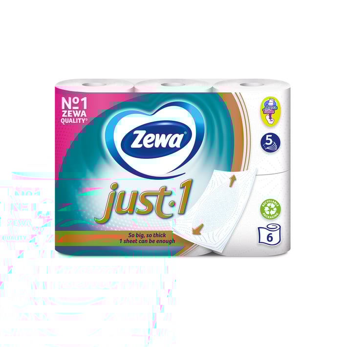 Zewa Тоалетна хартия Just 1, петпластова, 6 броя