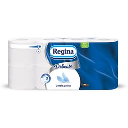 Regina Тоалетна хартия Gentle, целулоза, трипластова, 150 къса, 8 броя