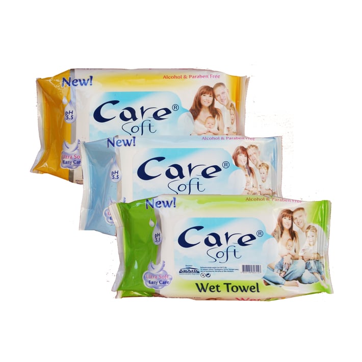 Care Soft Мокри кърпи, 3 цвята, 72 броя