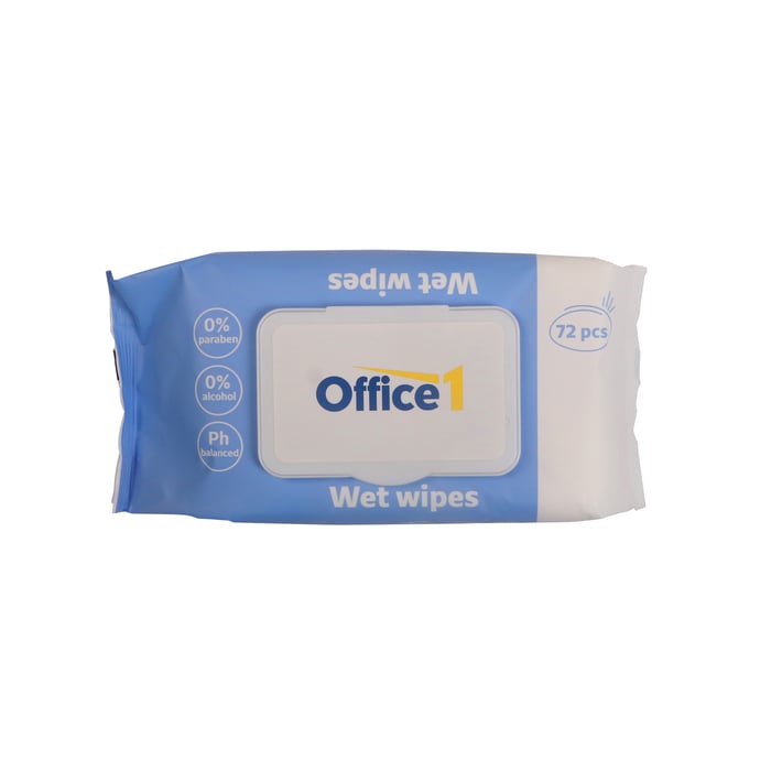 Office 1 Мокри кърпи, с капак, 72 броя