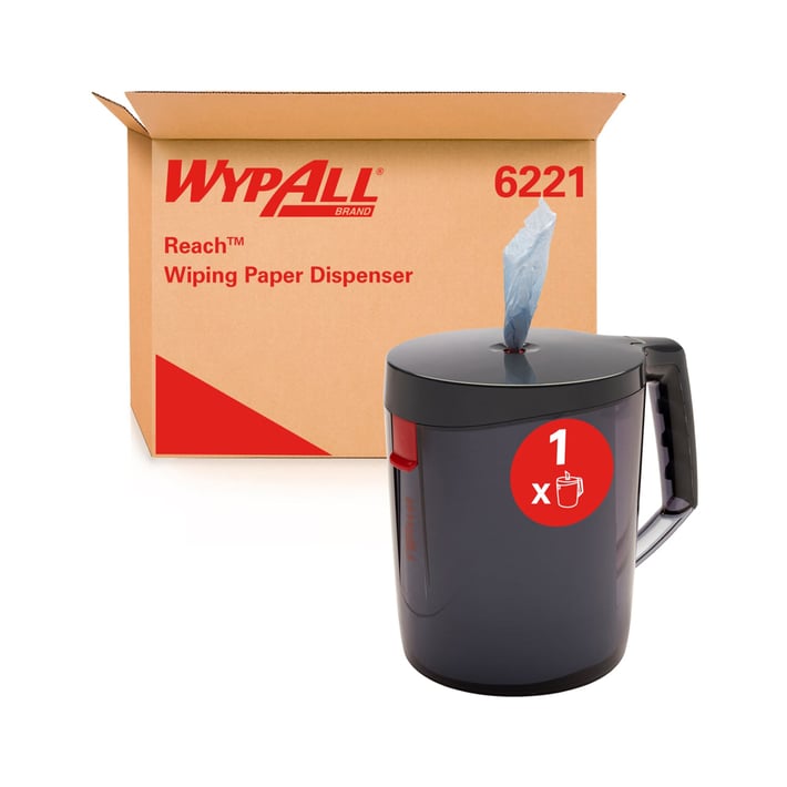 Kimberly-Clark Диспенсър за хартия за почистване WypAll Reach 6221 Centrefeed, черен