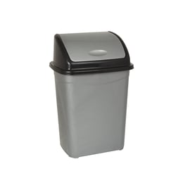 Planet Кош за отпадъци, с люлеещ капак, пластмасов, 9 L, сив