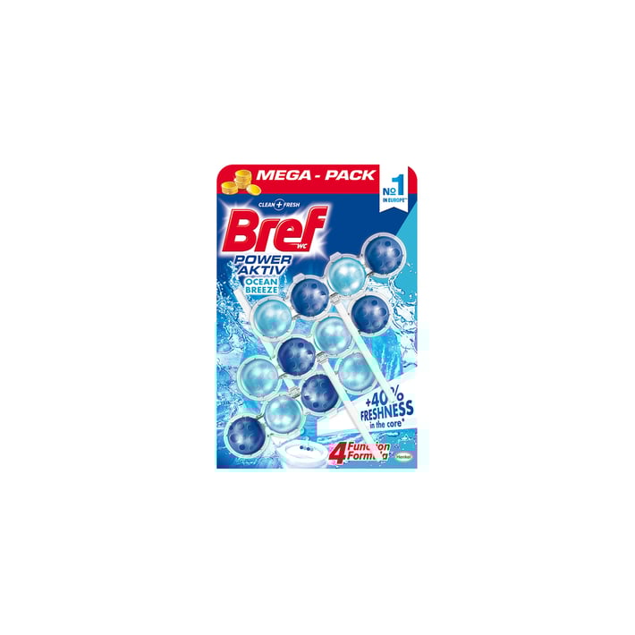 Bref Ароматизатор за тоалетна WC Active Power Trio Pack, океан, 50 g, 3 броя