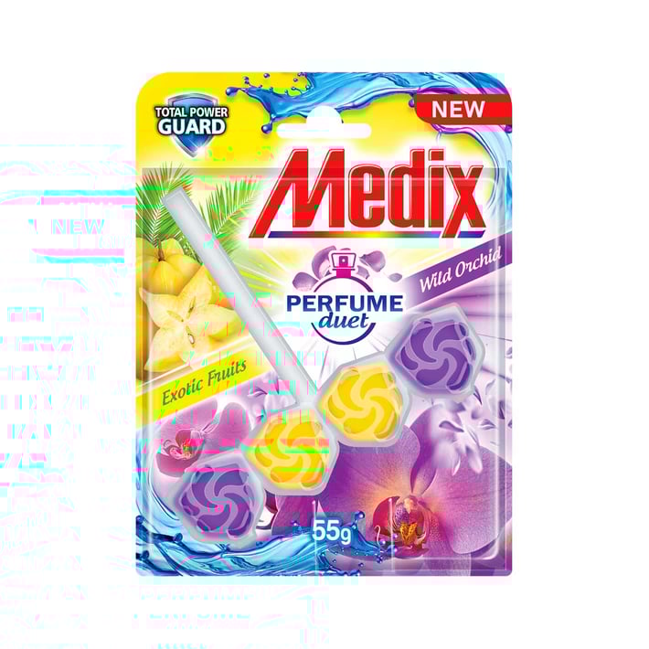 Medix Ароматизатор за тоалетна Perfume Duet, Fruits & Orchid, 55 g