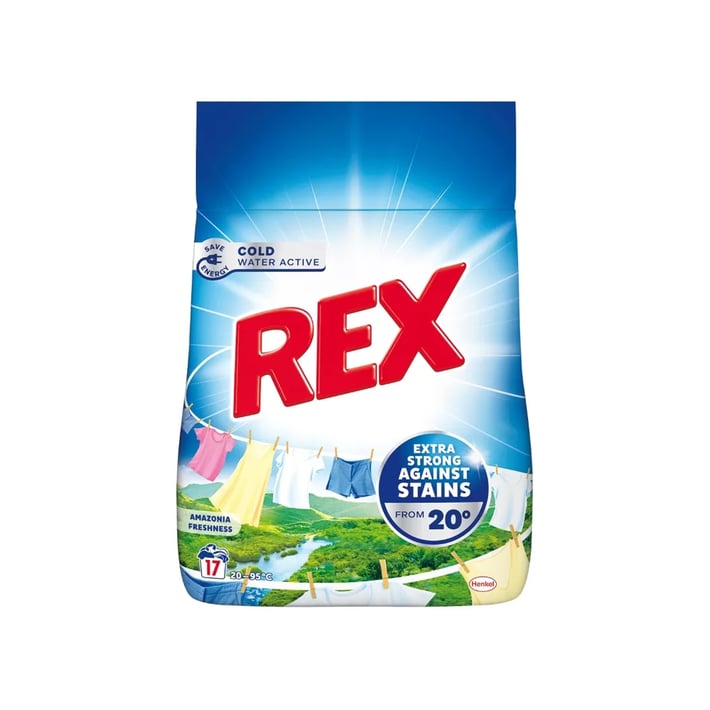 Rex Перилен препарат Amazonia Freshnes, прах, за бяло пране, 1.02 kg