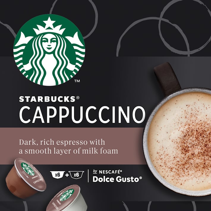Nescafé Кафе капсула DG Starbucks, Cappuccino, 12 броя