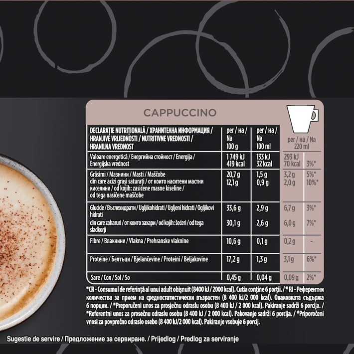 Nescafé Кафе капсула DG Starbucks, Cappuccino, 12 броя