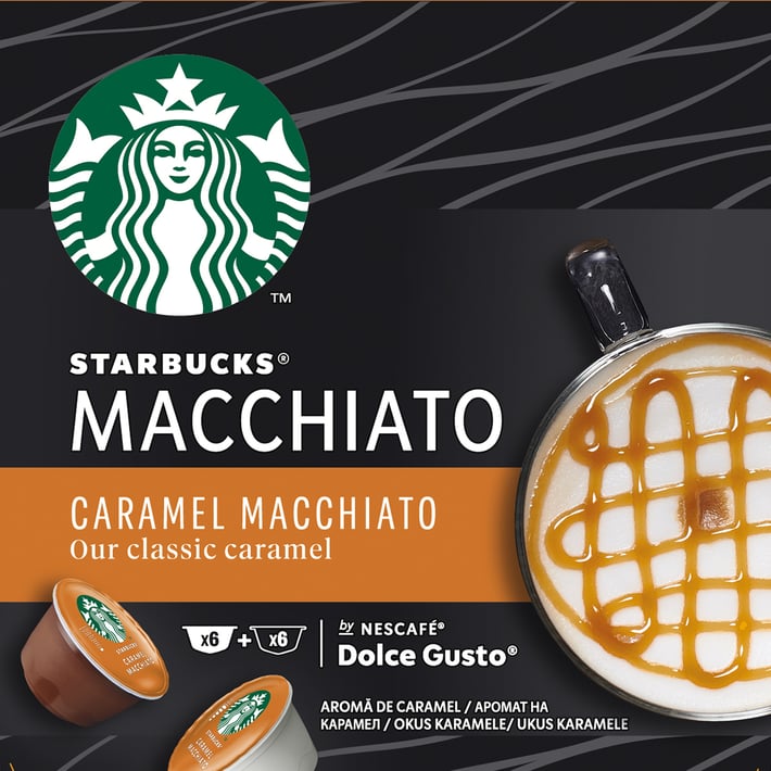 Nescafé Кафе капсула DG Starbucks, Caramel Macchiato, 12 броя