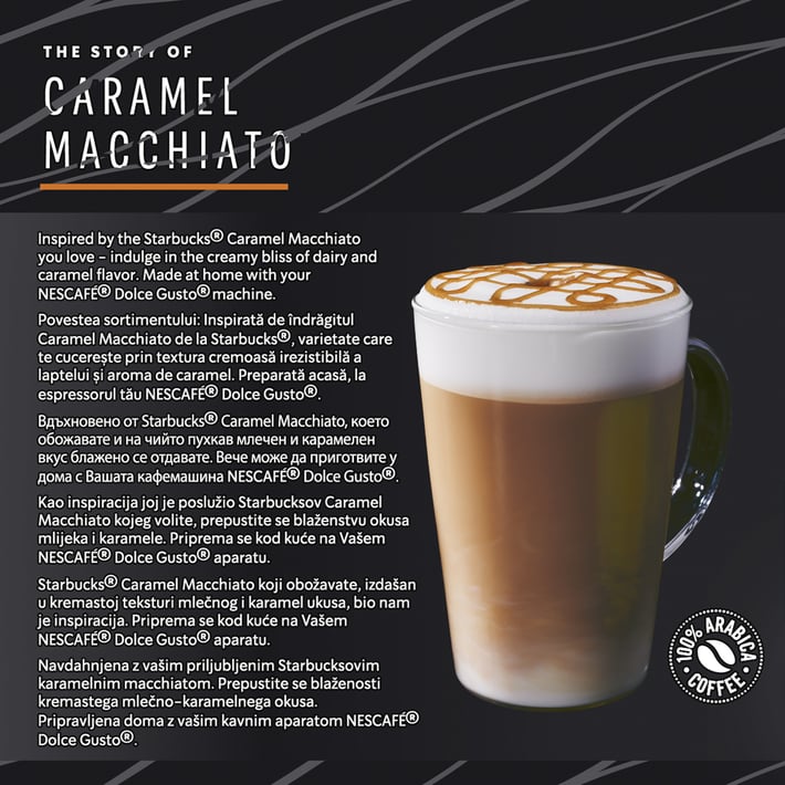 Nescafé Кафе капсула DG Starbucks, Caramel Macchiato, 12 броя