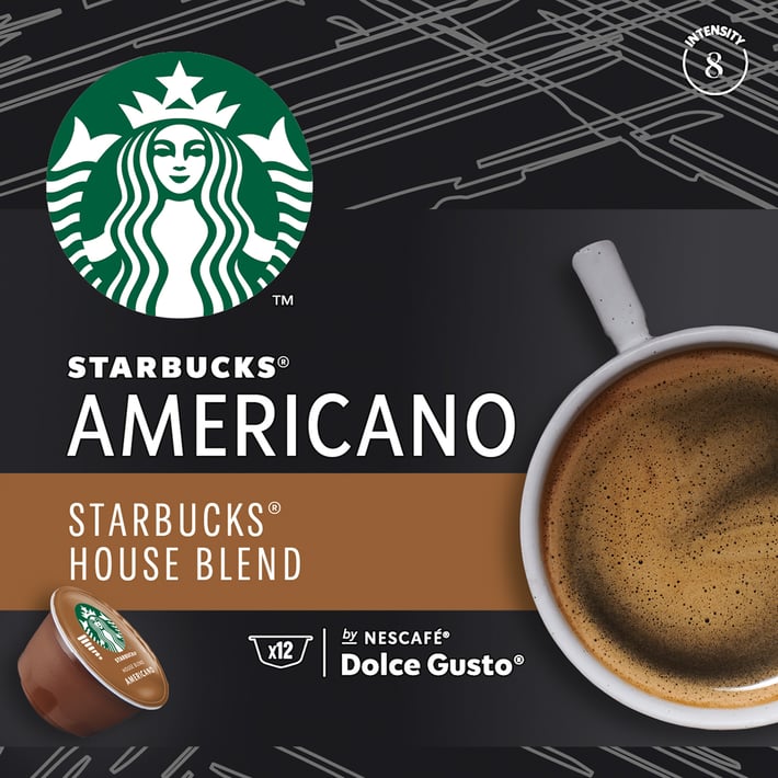 Nescafé Кафе капсула DG Starbucks, Americano House Blend, 12 броя