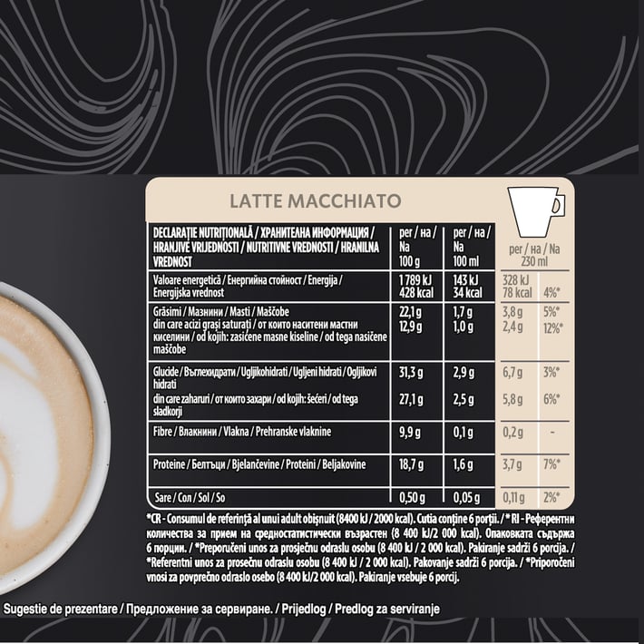 Nescafé Кафе капсула DG Starbucks, Latte Macchiato, 12 броя
