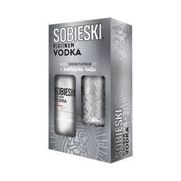 Sobieski Platinum Водка, 700 ml, в комплект с коктейлна чаша