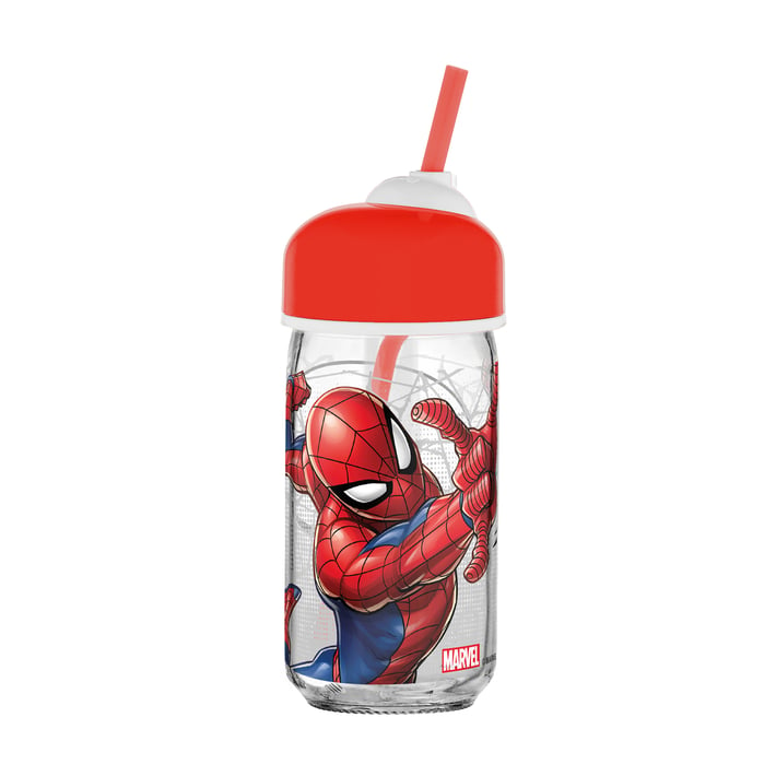 Disney Комплект Spiderman, кутия за съхранение 20 L, кутия за обяд 1 L, бутилка със сламка 370 ml, възглавница, стъклена чаша, чаша 280 ml