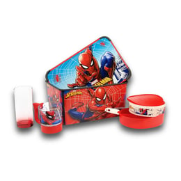 Disney Комплект Spiderman, кутия за съхранение 5 L, кутия за обяд 1 L, стъклена чаша Red Power, чаша Spiderman 280 ml