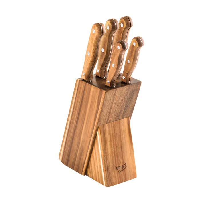 Lamart Комплект от 5 ножа, с дървена поставка