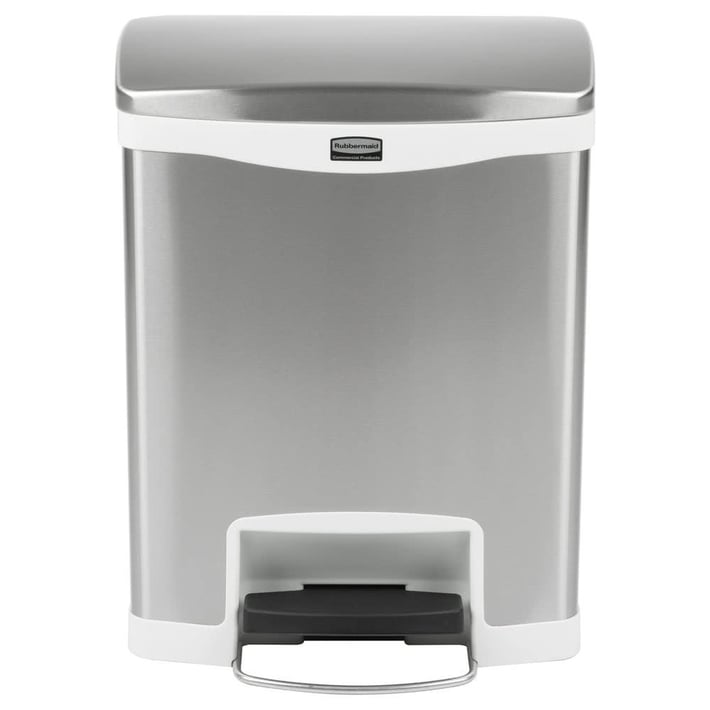 Rubbermaid Кош Slim Jim Front, метален, 30 L, бял