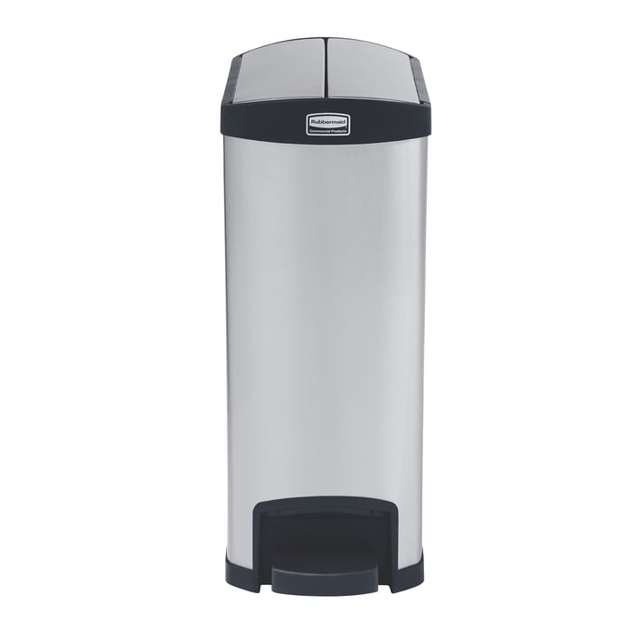 Rubbermaid Кош Slim Jim End, метален, 50 L, черен