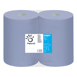 Papernet Индустриална ролка, двупластова, 360 m, 1000 къса, синя, 2 броя