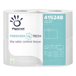 Papernet Тоалетна хартия, Freshen Tech, целулоза, трипластова, 230 къса, 4 броя