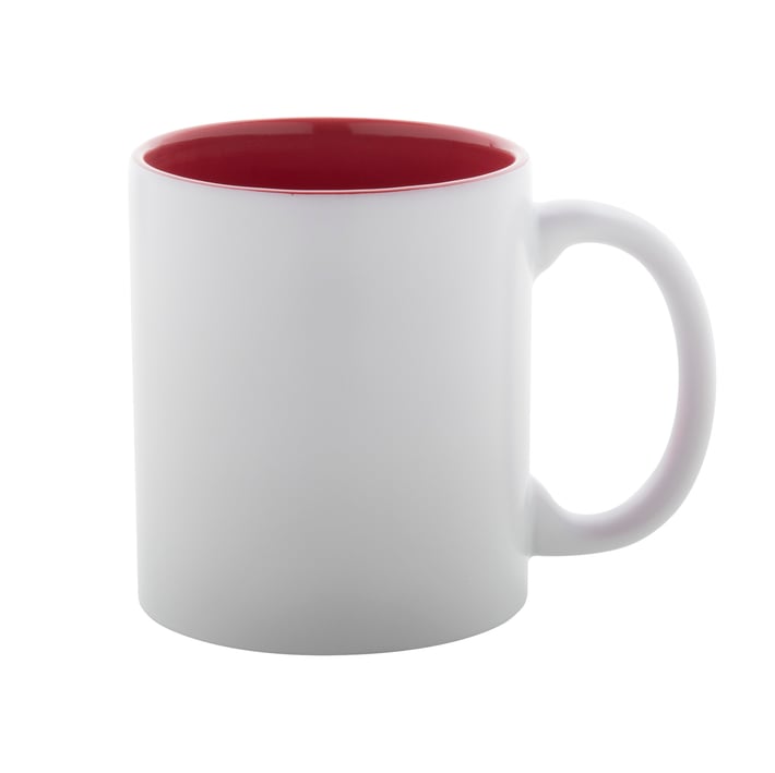 Чаша, керамична, бяла, с червена вътрешност
