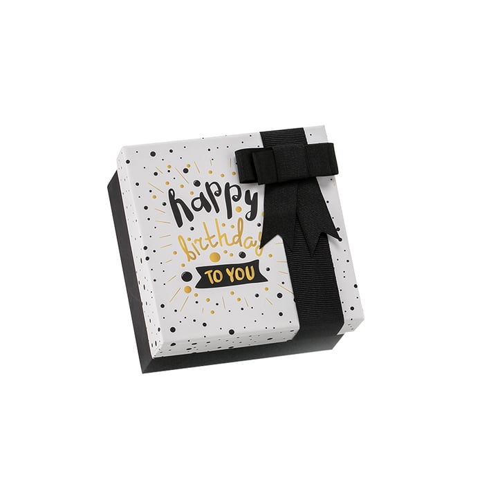 Gipta Подаръчна кутия Happy Birthday, с капак и панделка, квадратна, 160 х 160 х 90 mm