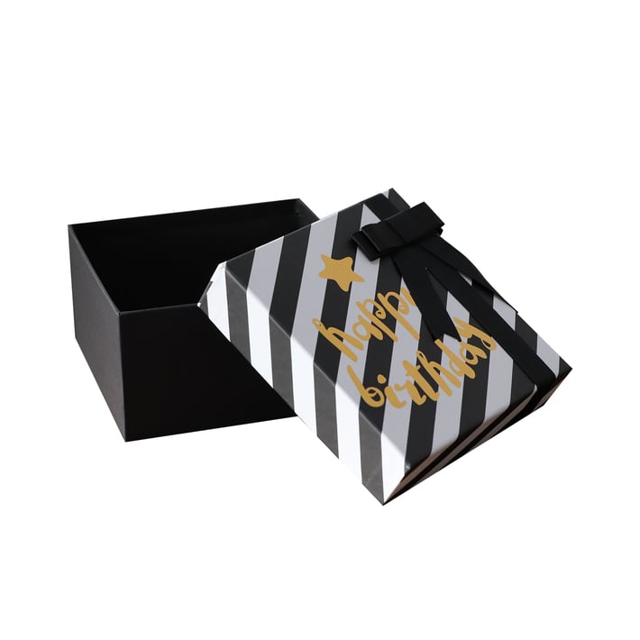 Gipta Подаръчна кутия Happy Birthday, с капак и панделка, квадратна 210 х 210 х 105 mm