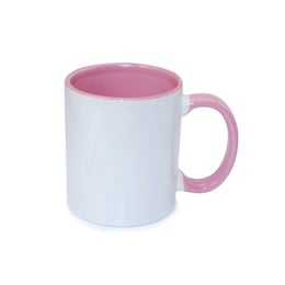 BESTSUB Чаша с цветна вътрешност и дръжка, 330 ml, розова, с възможност за персонализация