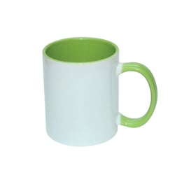 BESTSUB Чаша с цветна вътрешност и дръжка, 330 ml, зелена, с възможност за персонализация