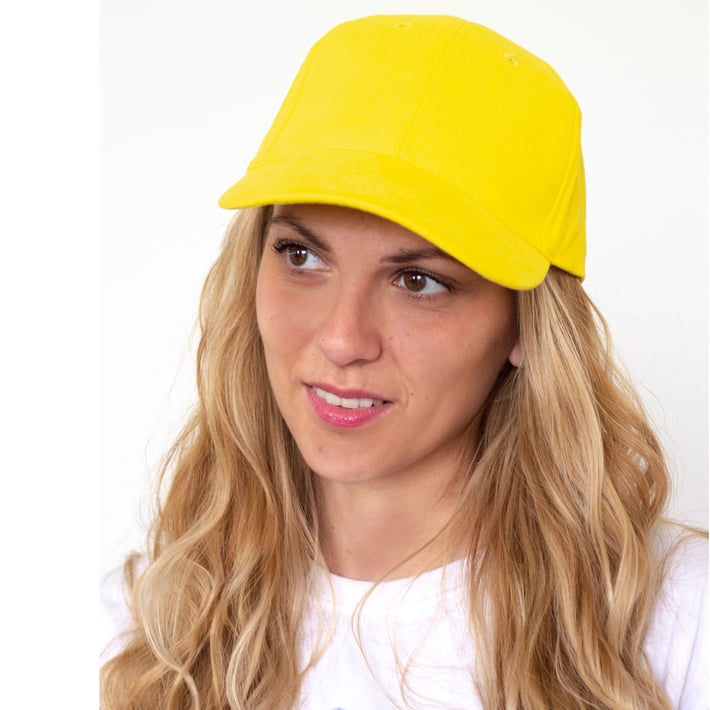 Бейзболна шапка, 6-панелна, жълта, с включен печат на лого до 10 x 10 cm
