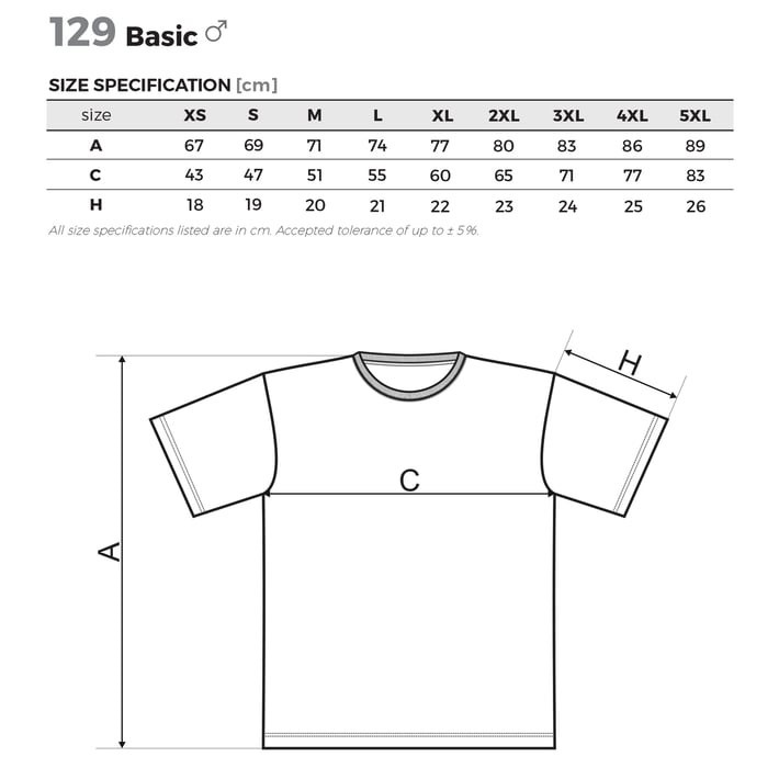 Malfini Мъжка тениска Basic 129, размер XL, светлосиня