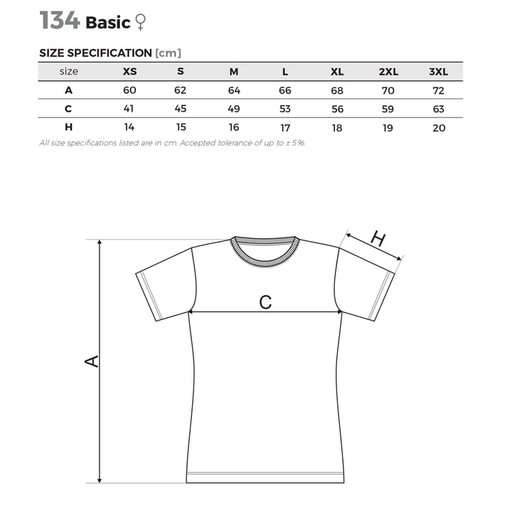 Malfini Дамска тениска Basic 134, размер L, бяла