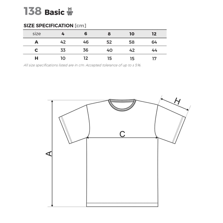 Malfini Детска тениска Basic 138, размер 110 cm, възраст 4 години, зелена