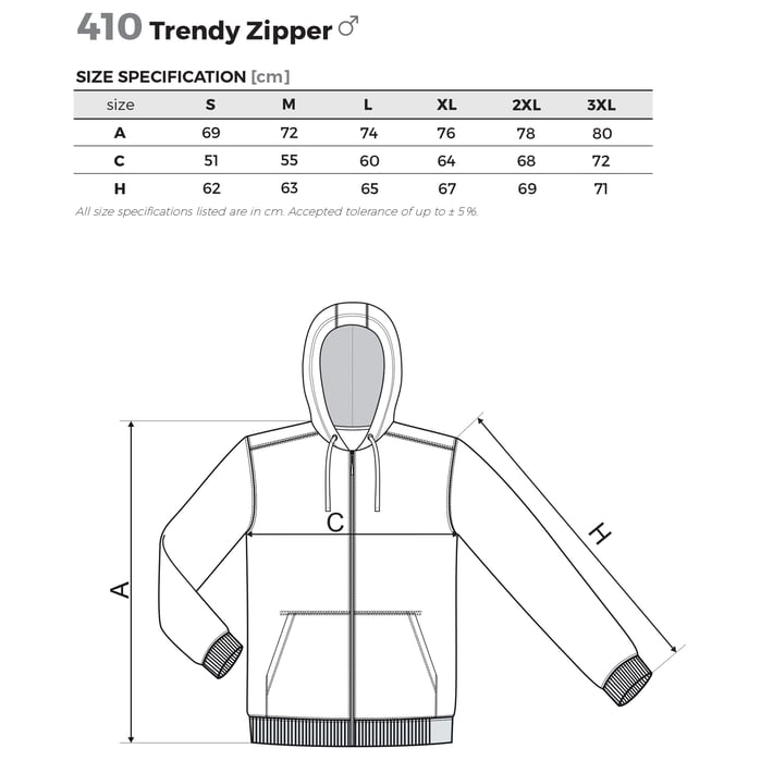 Malfini Мъжки суитшърт Zipper 410, поларен, размер S, черен
