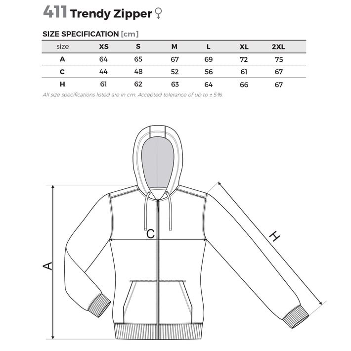 Malfini Дамски суитшърт Zipper 411, поларен, размер M, черен