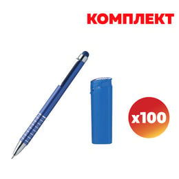 Комплект химикалка Columba и запалка ЕB-15, сини, по 100 броя