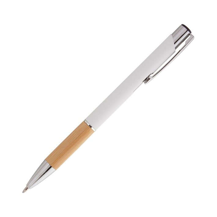 Химикалка Virgo, метал и бамбук, бяла
