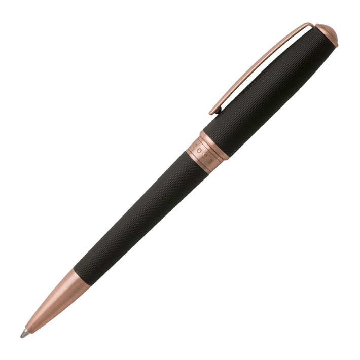 Hugo Boss Химикалка Essential, черна, със златисто-розови елементи