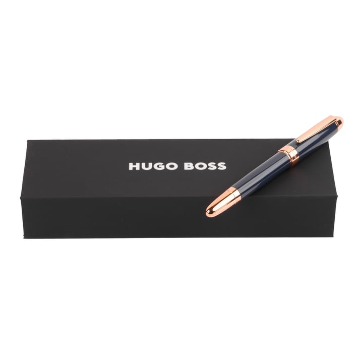 Hugo Boss Ролер Icon, хром, тъмносин, със златисто-розови елементи