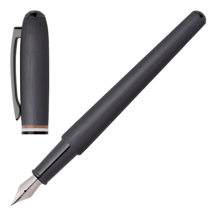 Hugo Boss Писалка Contour Iconic, в кутия, тъмносива