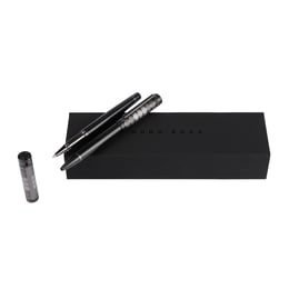Hugo Boss Комплект химикалка и ролер Grade, черни
