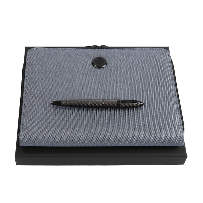 Hugo Boss Комплект химикалка и конферентна папка, A5, сиви