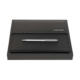 Hugo Boss Комплект химикалка и конферентна папка, А5, черно-сребристи