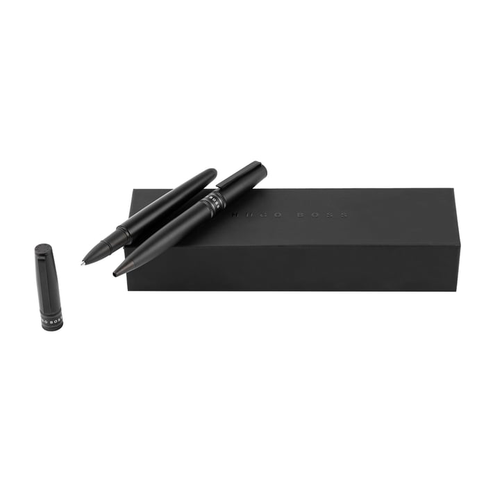 Hugo Boss Комплект химикалка и ролер Illusion Gear, черни