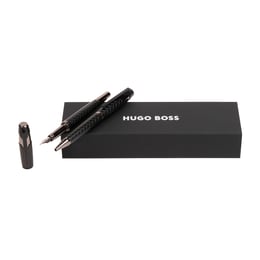 Hugo Boss Комплект химикалка и писалка Chevron, в кутия, черни