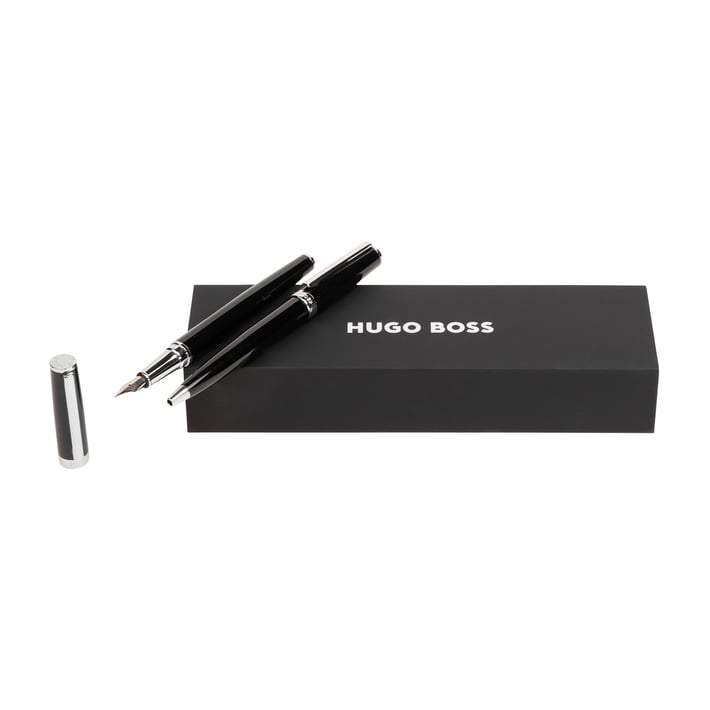 Hugo Boss Комплект химикалка и писалка Gear Icon, в кутия, черни