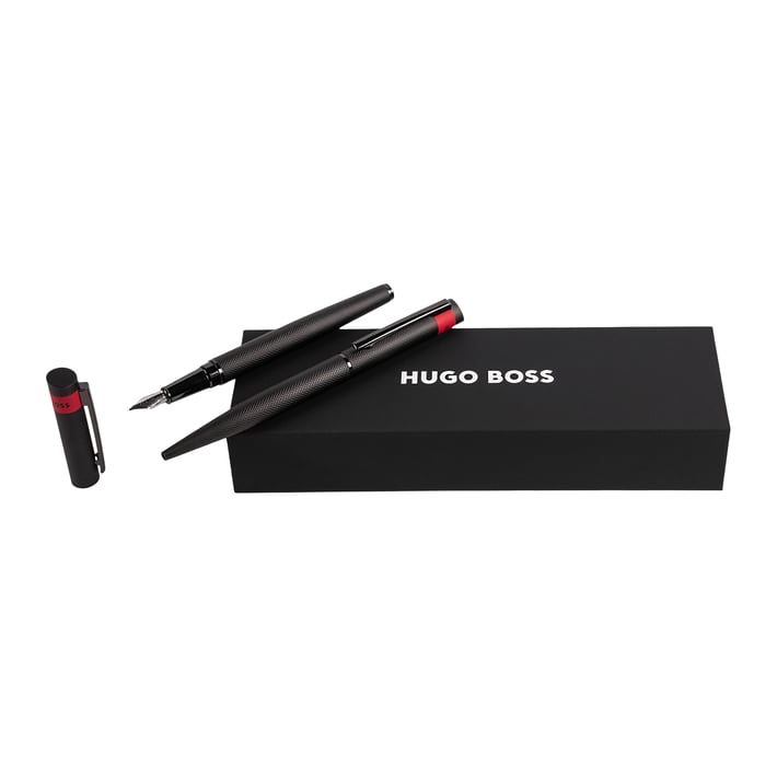 Hugo Boss Комплект писалка и химикалка Loop Diamond, в кутия, черни