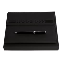 Hugo Boss Комплект химикалка и конферентна папка Cloud Matte, А5, черни със сребристи елементи