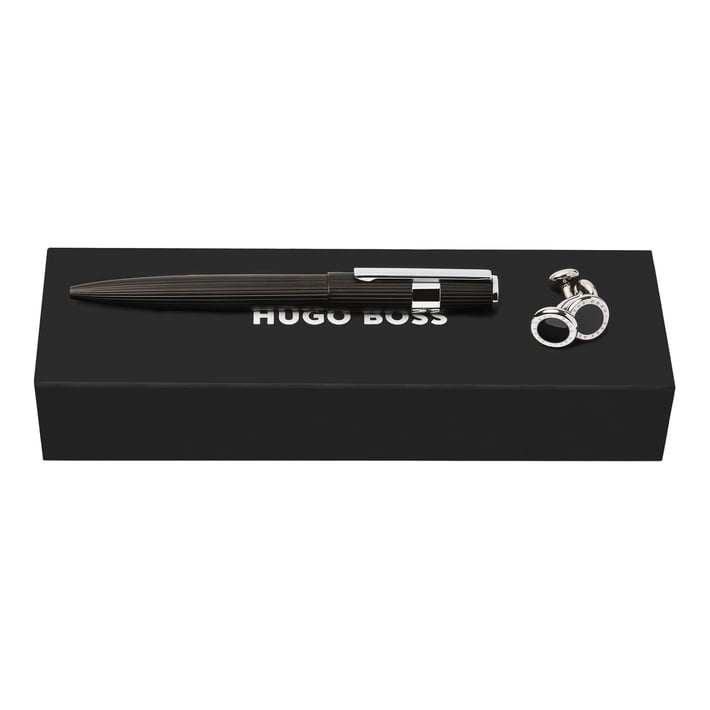 Hugo Boss Комплект химикалка и ръкавели Gear Pinstripe, черни