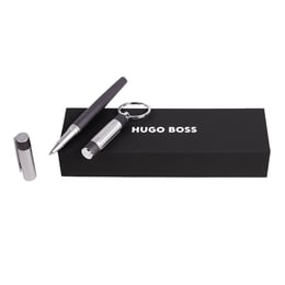 Hugo Boss Комплект ролер и ключодържател Gear Ribs, матови, хром